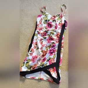 Floral Print Dress with Black Accents